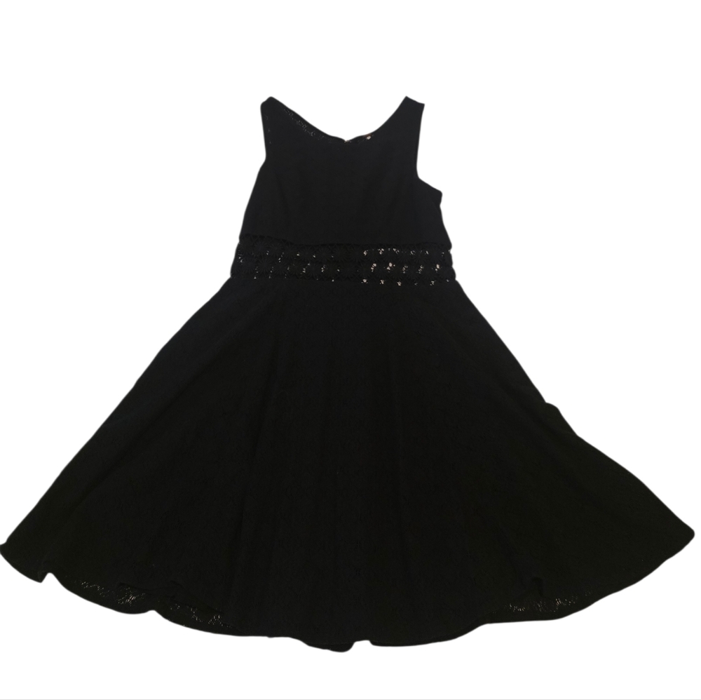 Free People Daisy Crochet Dress Fit & Flare Sleeveless Black Size 6 EUC